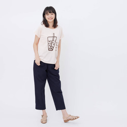 パールミルクティー スクエアスリーブ ワイドバージョン 女性バージョン オレンジパウダーTEE 台湾名物タピオカティー 4枚目の画像