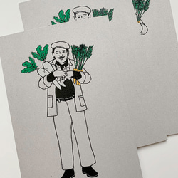 野菜おじさんポストカードー3枚セット 1枚目の画像