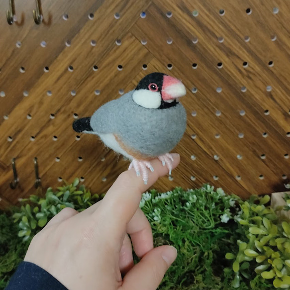 桜文鳥　完成品　羊毛フェルト 2枚目の画像