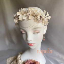 capella《再販》大人の花冠～リボンクラウン&チョーカー透明感を感じるナチュラルカラーが素敵capellaオリジナル 5枚目の画像