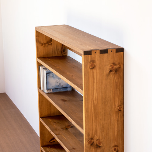 ワイドなCDラック／ミディアムブラウン 棚・シェルフ・ラック SG工房