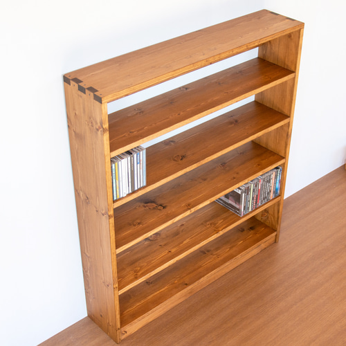 ワイドなCDラック／ミディアムブラウン 棚・シェルフ・ラック SG工房