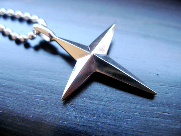 仁尾彫金『プラチナ十字星クロス』ハンドメイド59 ネックレス  