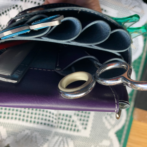手染めパープル、蓋付きシザーケース 手染め パープルキーケース | A LEATHER FACTORY - 群馬県伊勢崎
