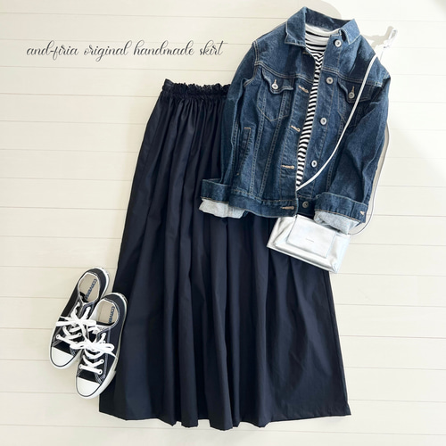 キレイめに着れる♪タイプライターのギャザースカート ブラック ロング