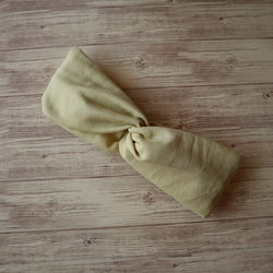 雙層紗十字頭巾（奶油黃色） 第3張的照片