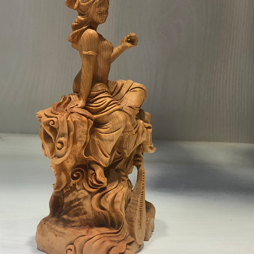 大人気定番商品 弁財天 高級天然木 彫刻 七福神 通販 minn 彫刻 置物 弁財天像 置物