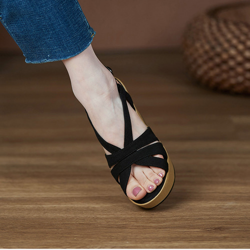 ウェッジソール ウェッジ 黒 サンダル 可愛い サンダル おすすめ