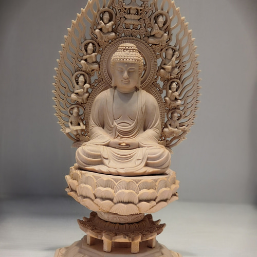 木彫り 仏像 婆娑三聖【如来仏】坐像 彫刻 彫刻 minn 通販 14125884