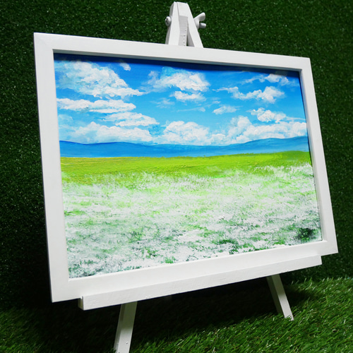 油絵 絵画 空と白いお花畑【A4】 油絵 絵画 【空と白いお花畑】 絵画 HR 通販 14125908｜Creema