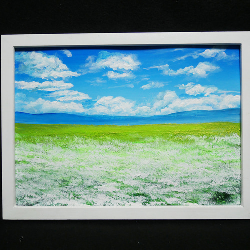油絵 絵画 【空と白いお花畑】 絵画 HR 通販 14125908｜Creema