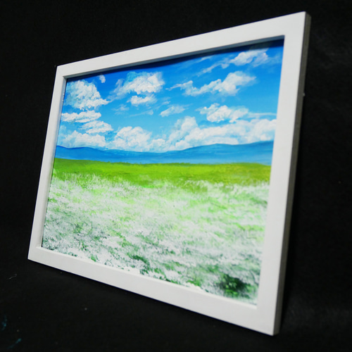 油絵 絵画 【空と白いお花畑】 絵画 HR 通販 14125908｜Creema