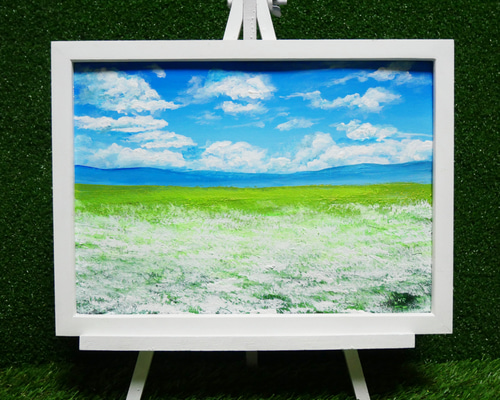 油絵 絵画 【空と白いお花畑】 絵画 HR 通販 14125908｜Creema