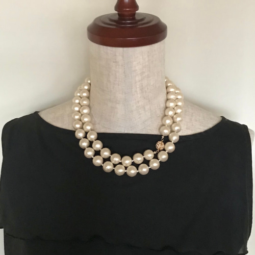 □◾️新作 コットンパール シルク糸ノット編みロングネックレス