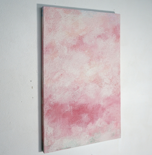 やん子様　オーダー品　桜色のアートパネル53×33珪藻土＋アクリル絵具原画 2枚目の画像