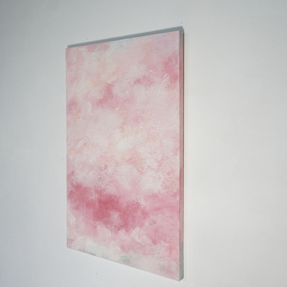 やん子様　オーダー品　桜色のアートパネル53×33珪藻土＋アクリル絵具原画 3枚目の画像