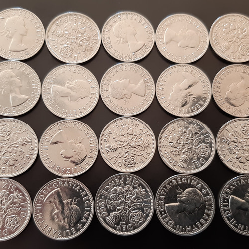 分類古銭 1966年英国の幸せのシックスペンス 20枚セット イギリス から