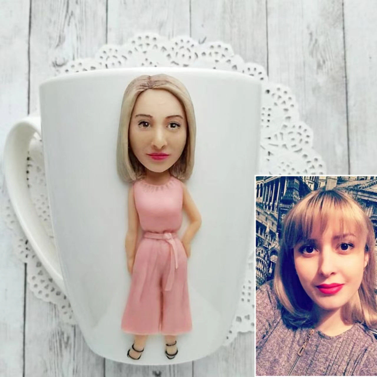 【オーダーメイド】お写真入から コーヒーカップ 3D 似顔絵 肖像画 写真 人形 コップ マグカップ フィギュア 誕生日
