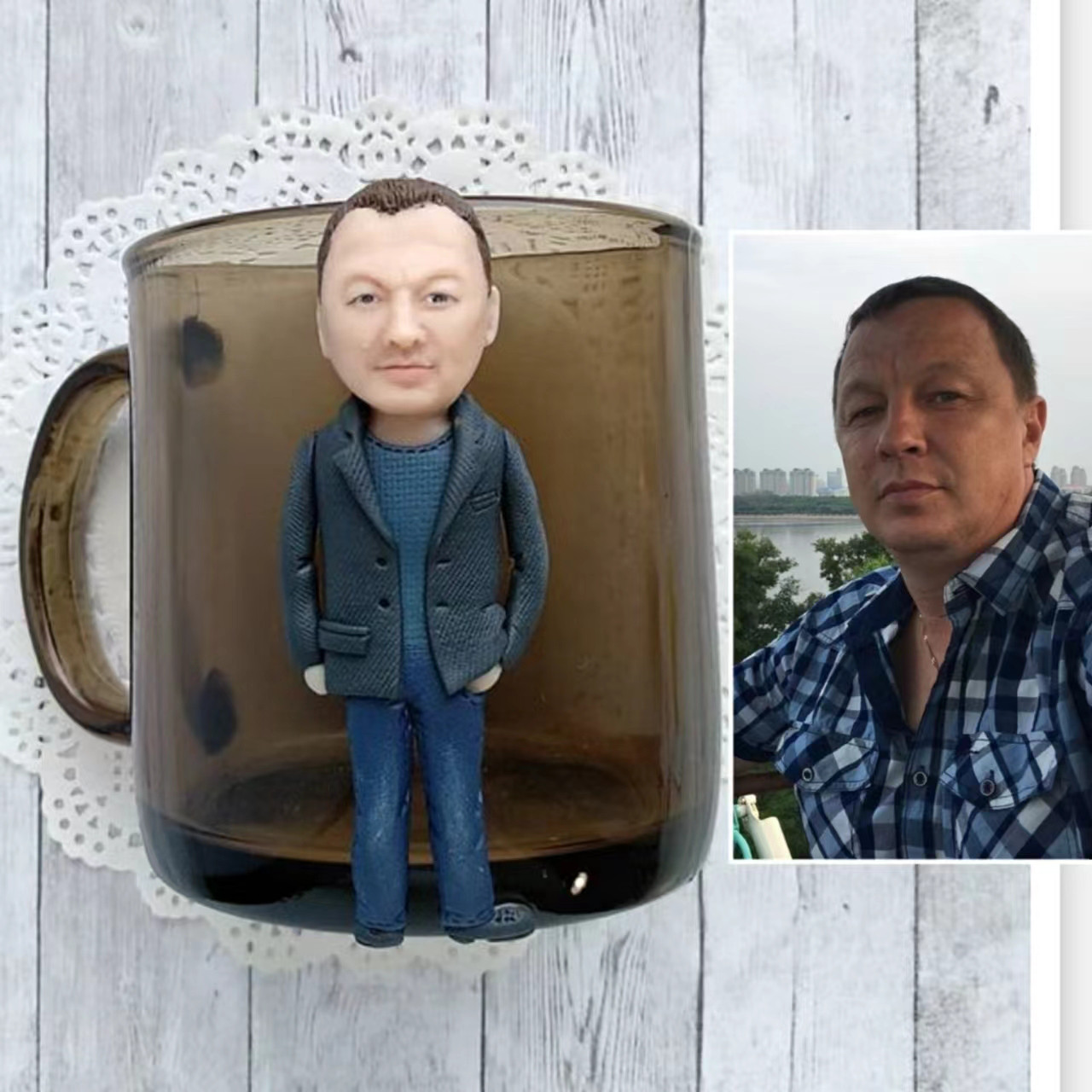 【オーダーメイド】お写真入から コーヒーカップ 3D 似顔絵 肖像画 写真 人形 コップ マグカップ フィギュア 誕生日