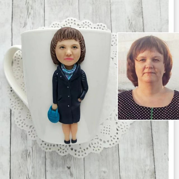【訂做】手工咖啡杯杯馬克杯3D漫畫肖像照片娃娃公仔/生日週年紀念 第1張的照片