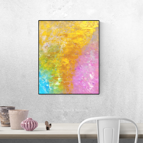 アートデコレーション | 抽象画 | ギフト: 虹がある 絵画 金色畫境之光