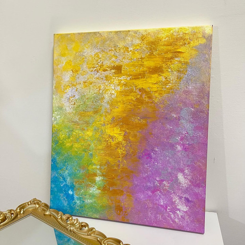 アートデコレーション | 抽象画 | ギフト: 虹がある 絵画 金色畫境之光