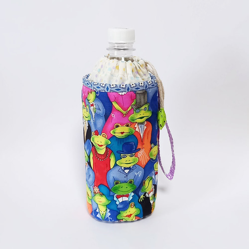 ハンドメイド ペットボトルカバー 保冷・保温 500ml用 セレブなカエル