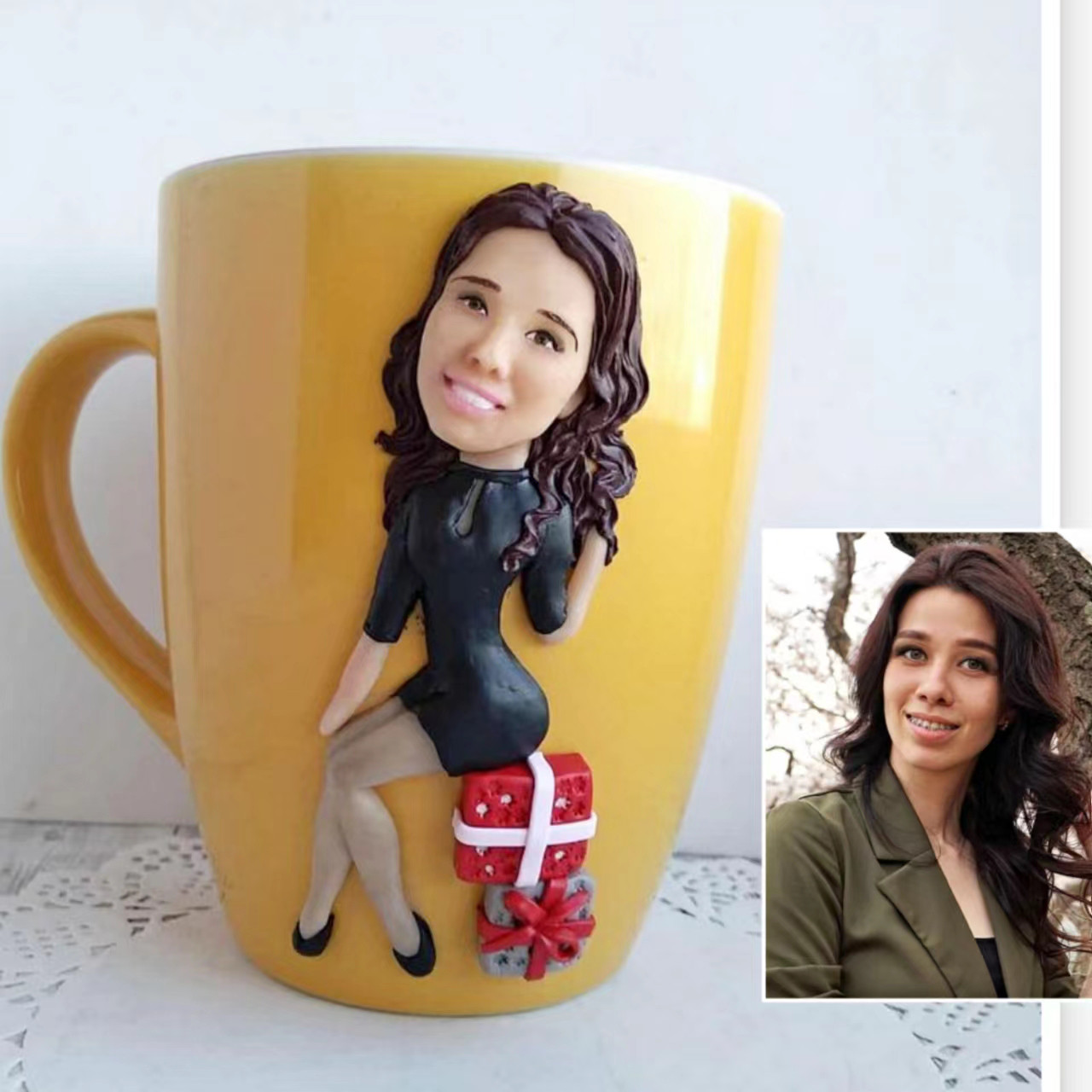 【オーダーメイド】お写真入から コーヒーカップ 3D 似顔絵 肖像画 写真 人形 コップ マグカップ フィギュア 誕生日