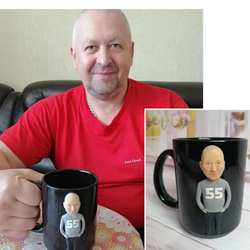 【訂做】手工咖啡杯杯馬克杯3D漫畫肖像照片娃娃公仔/生日週年紀念 第1張的照片