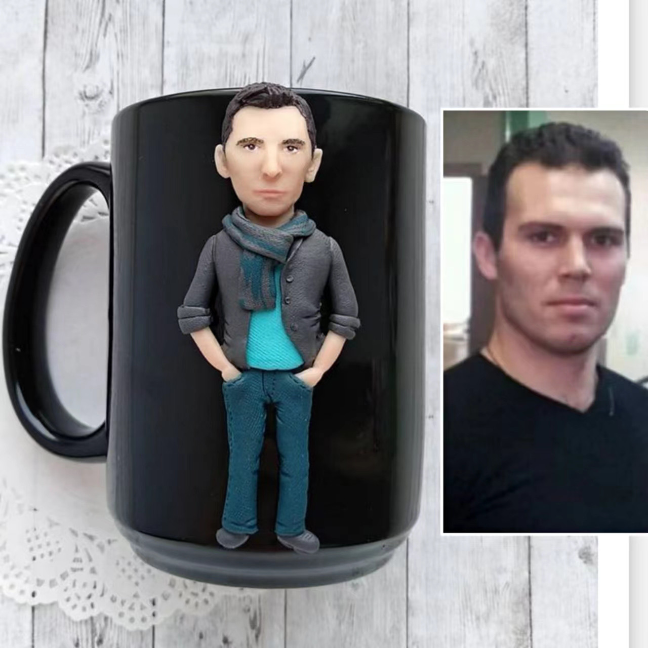 【オーダーメイド】お写真入から コーヒーカップ 3D 似顔絵 肖像画 写真 人形 コップ マグカップ フィギュア 誕生日