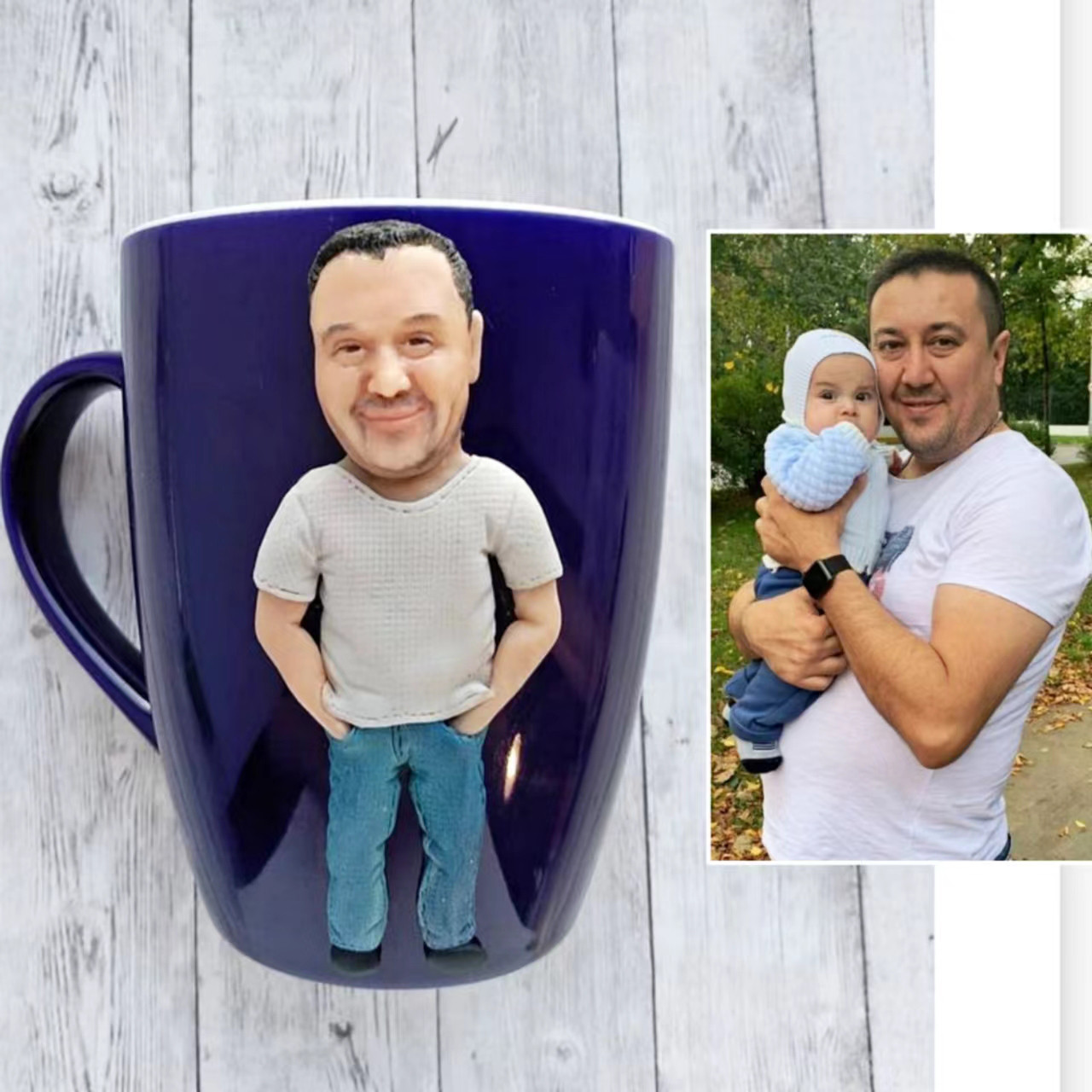 【オーダーメイド】お写真入から コーヒーカップ 3D 似顔絵 肖像画 写真 人形 コップ マグカップ フィギュア 誕生日