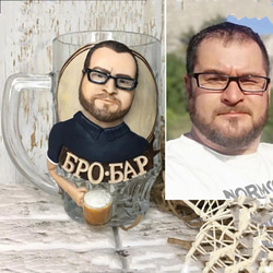 【オーダーメイド】手作りコーヒーカップ コップ マグカップ 3D 似顔絵 肖像画 写真 人形 フィギュア/誕生日 記念日 2枚目の画像
