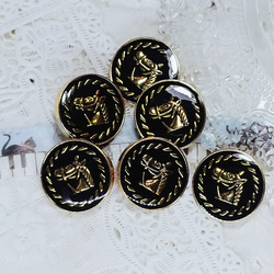 M183【21mm set 6 pcs 】金色的馬琺瑯鈕扣 第1張的照片