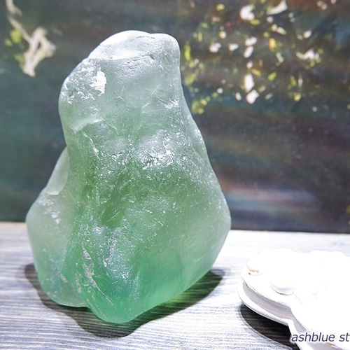 グリーンフローライト特大タンブル【E】 220.9g 天然石 ashblue 通販