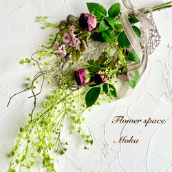 壁掛け　　花 ダークパープルローズのナチュラルエレガントな壁飾り フラワー