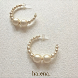 再販 【halena.】パールフープピアス スモーキー  ( 樹脂 ) アレルギー対応 パール 樹脂ピアス 2枚目の画像