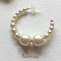 再販 【halena.】パールフープピアス スモーキー  ( 樹脂 ) アレルギー対応 パール 樹脂ピアス 1枚目の画像