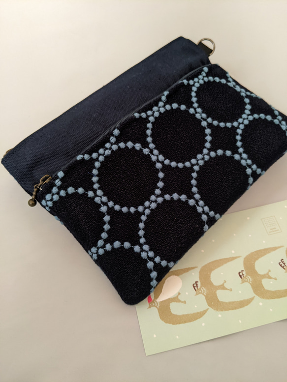 mina perhonen【tambourine/nive+blue】タンバリンダブルポーチ(M