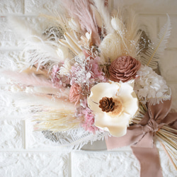 人気シリーズ　くすみピンク　パームフラワー　ウェディング　ブーケ　前撮り　ドレス　和装 5枚目の画像