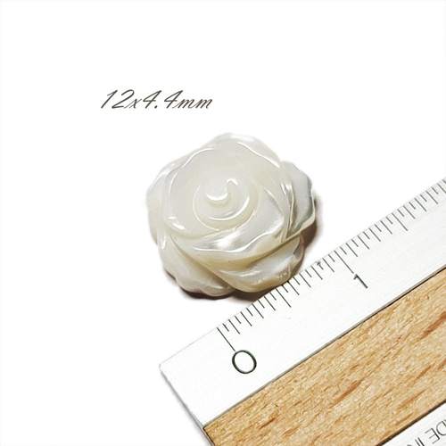 天然 シェル ビーズ 薔薇 12mm 1コ ホワイト シェルビーズ 白 バラ