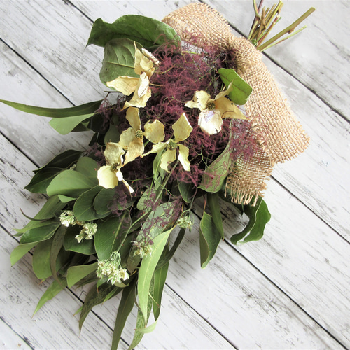 スモークツリーとヤマボウシ スワッグ Cotton Cloth 通販 14127107