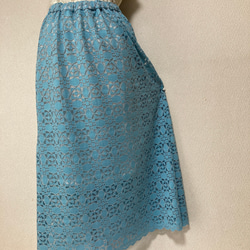 空色レースのゴムギャザースカート 11枚目の画像