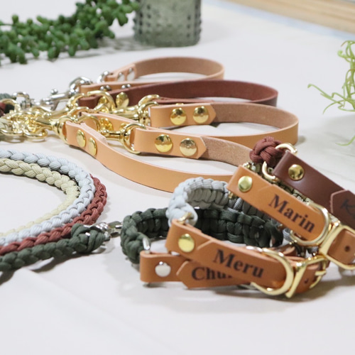 本革×パラコードリード オーダーページ リード・首輪 EVErinko 通販