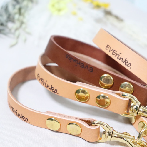 パラコード❥首輪❥エレガント❥ベージュ　№010 本革×パラコードリード オーダーページ リード・首輪 EVErinko 通販