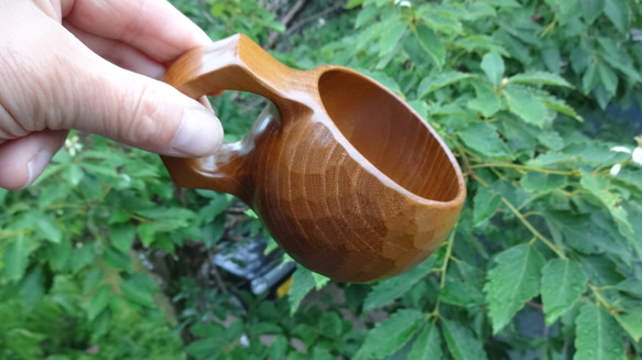 茶色い真桑の一木彫りコーヒーカップ　 13枚目の画像
