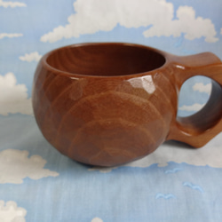 茶色い真桑の一木彫りコーヒーカップ　 9枚目の画像
