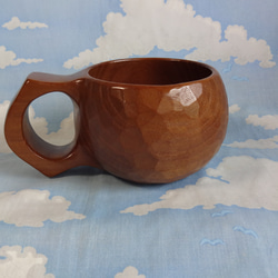 茶色い真桑の一木彫りコーヒーカップ　 7枚目の画像