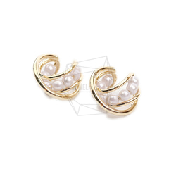 ERG-2083-G【2個入り】パールラウンドイヤーカフ/Pearl Round Earcuffs Earrings 2枚目の画像