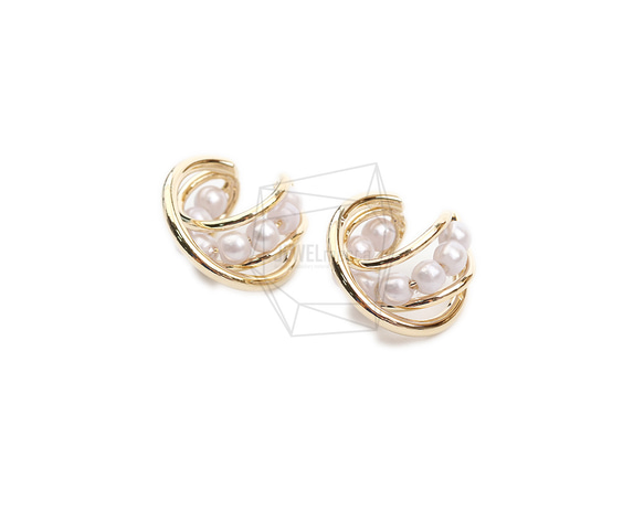 ERG-2083-G【2個入り】パールラウンドイヤーカフ/Pearl Round Earcuffs Earrings 2枚目の画像