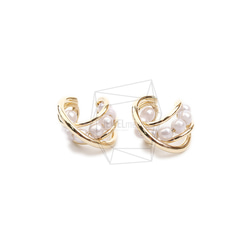 ERG-2083-G【2個入り】パールラウンドイヤーカフ/Pearl Round Earcuffs Earrings 1枚目の画像